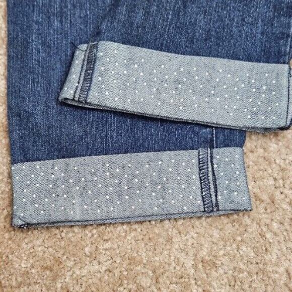 Chicos Womens 15 Cuffed Capri Blue Jeans Mid-Rise Med Wash Denim Bling 32" Waist - Picture 4 of 10